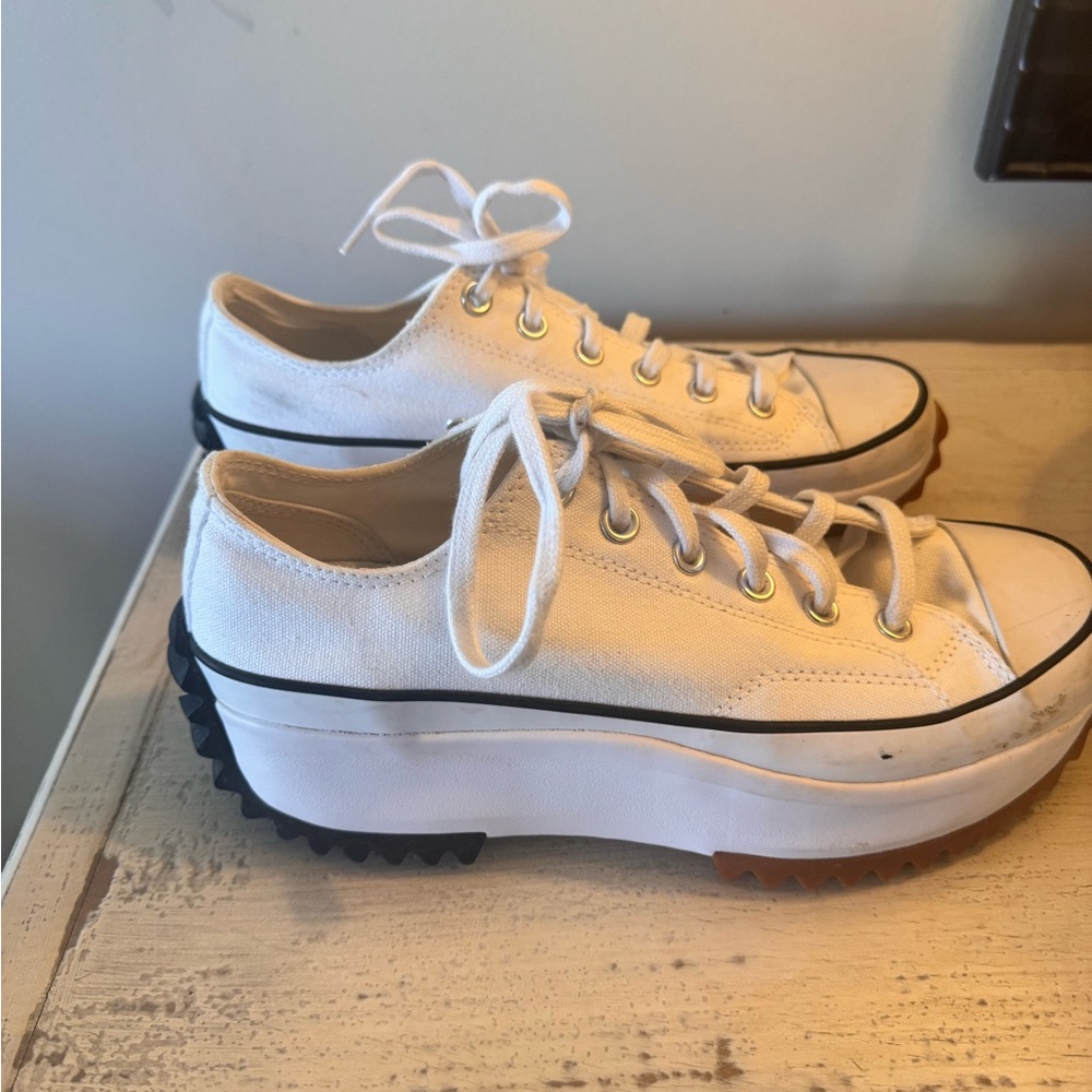 Converse Run Star Hike White Canvas Platform Sneakers